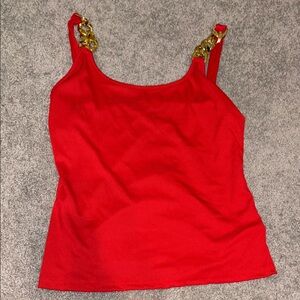 Red Chain Strap Women's Top